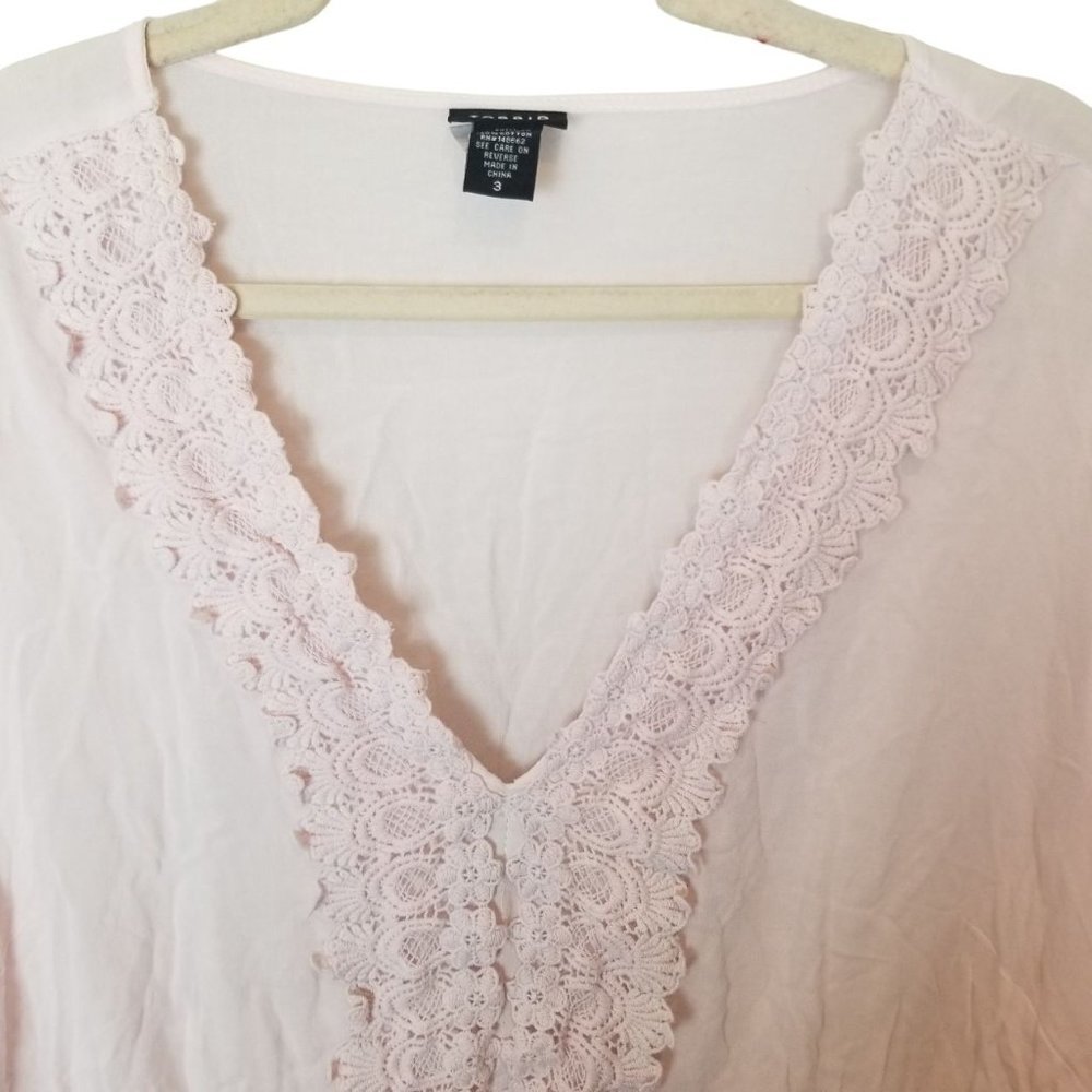 Torrid Womens 3X Light Pink Lace Trim 3/4 Sleeves - Picture 2 of 7